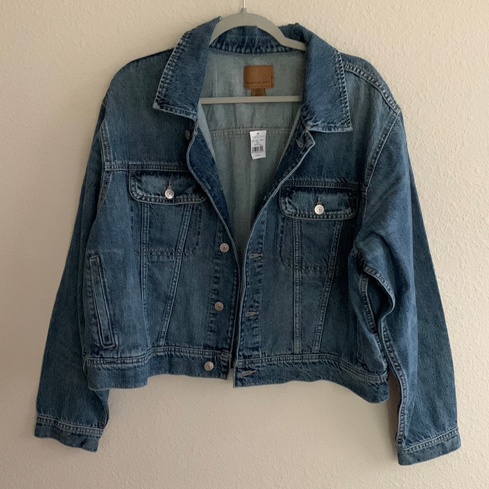 American Eagle Cropped, Distressed Jean Jacket